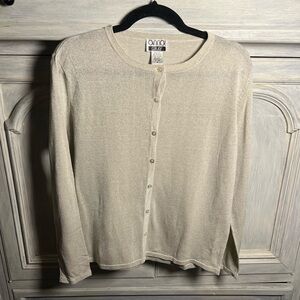 Vintage Anna Gray Lightweight‎ Metallic Silk Cardigan Sweater Classic